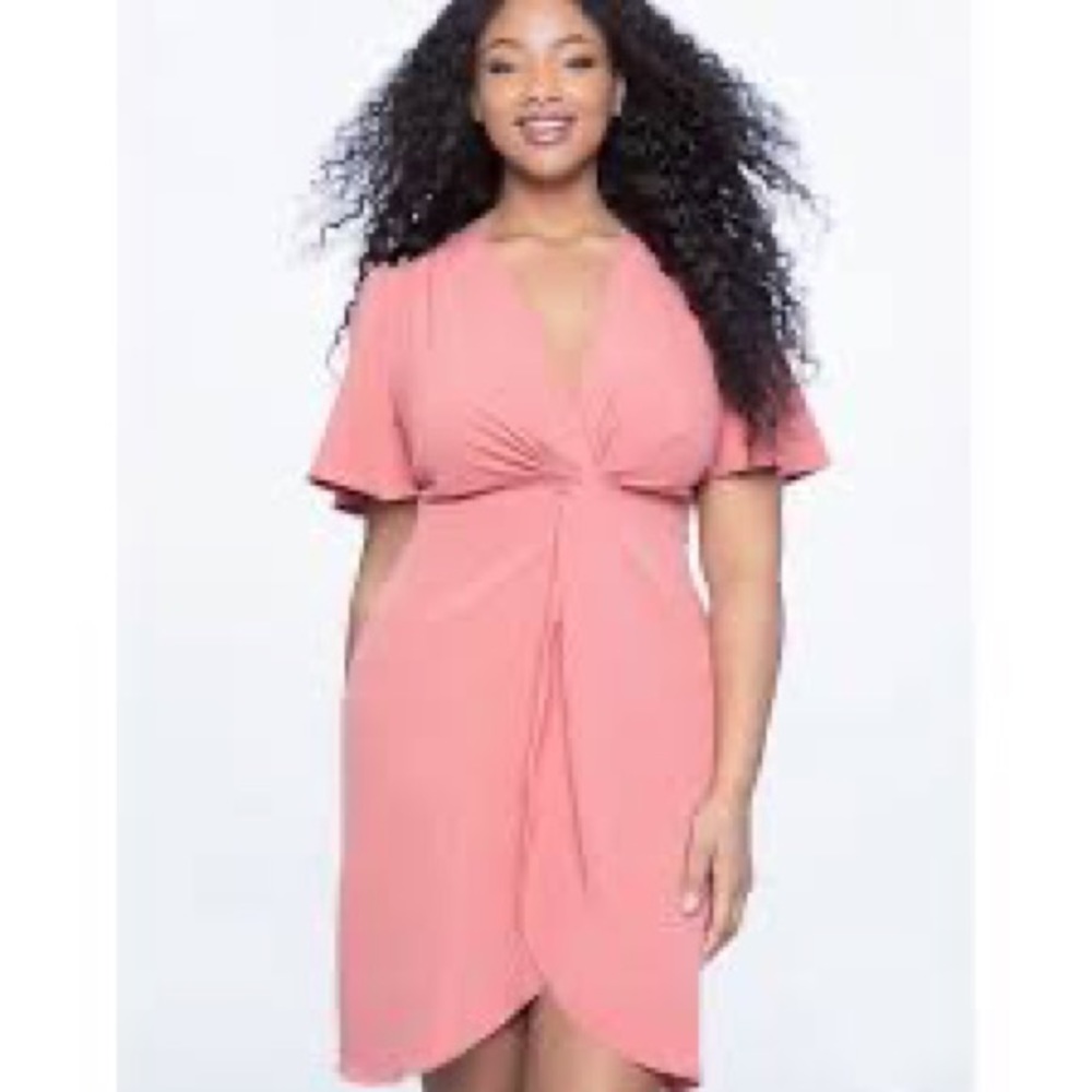 Eloquii twist front pink dress 22